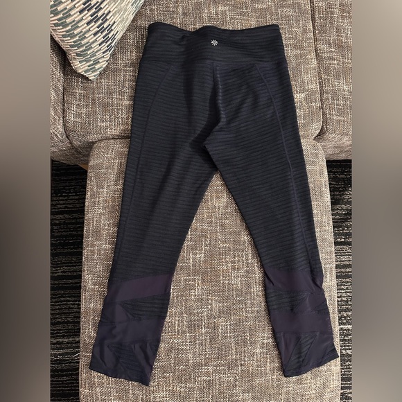 Athleta Mantra navy blue herringbone crop gym leggings mesh yoga Small - Picture 4 of 10